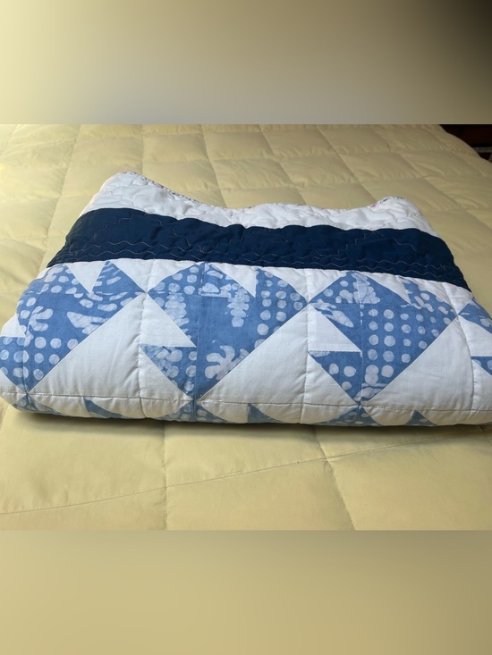 Other - Light Blue and White Quilted Bed Throw - Classic Pattern - 50x70